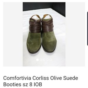 Comfortivia olive suede booties